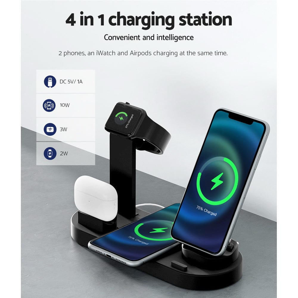 Devanti Electronics > Mobile Accessories > Phone Chargers Devanti 4-in-1 Wireless Charger Dock Multi-function Charging Station for Phone
