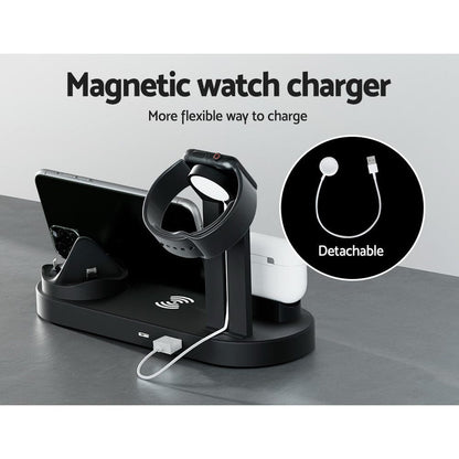Devanti Electronics > Mobile Accessories > Phone Chargers Devanti 4-in-1 Wireless Charger Dock Multi-function Charging Station for Phone