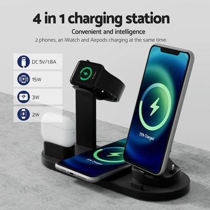 Devanti Electronics > Mobile Accessories > Phone Chargers Devanti 4 in 1 Wireless Charger Multi-function Station for Phone Airpod iWatch 15W