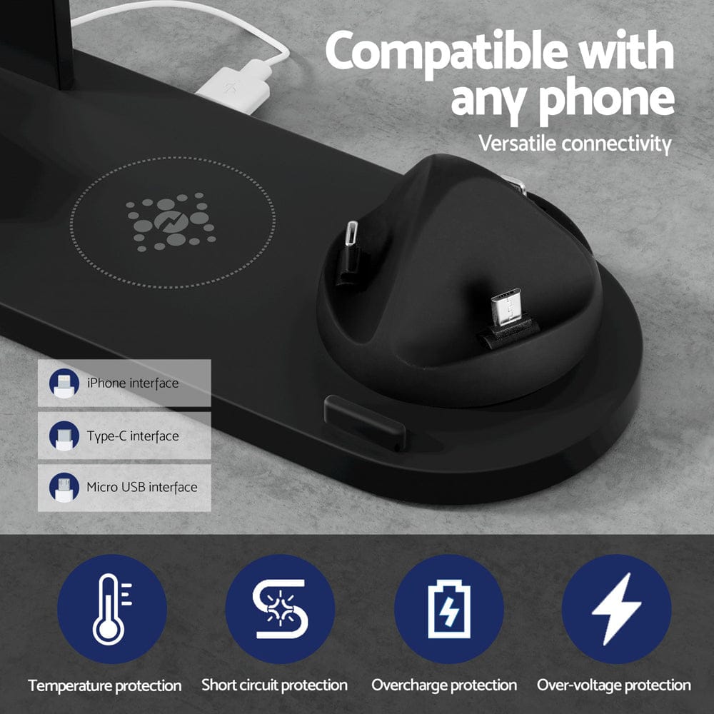 Devanti Electronics > Mobile Accessories > Phone Chargers Devanti 4 in 1 Wireless Charger Multi-function Station for Phone Airpod iWatch 15W