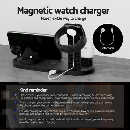 Devanti Electronics > Mobile Accessories > Phone Chargers Devanti 4 in 1 Wireless Charger Multi-function Station for Phone Airpod iWatch 15W