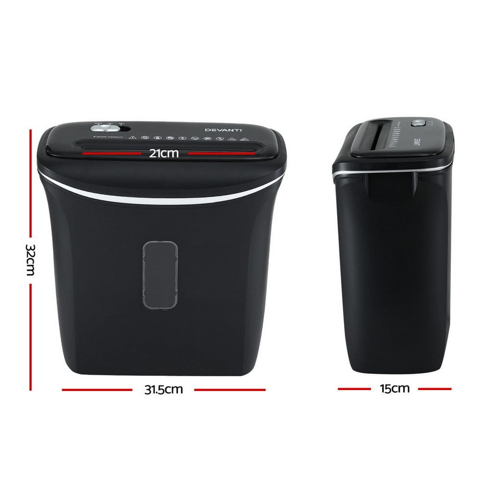 Devanti Electronics > Printers > Printers & Accessories Devanti 12L Cross-Cut Shredder 8-Sheet Paper Home Office Credit Card
