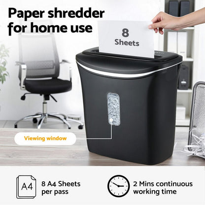 Devanti Electronics > Printers > Printers & Accessories Devanti 12L Cross-Cut Shredder 8-Sheet Paper Home Office Credit Card