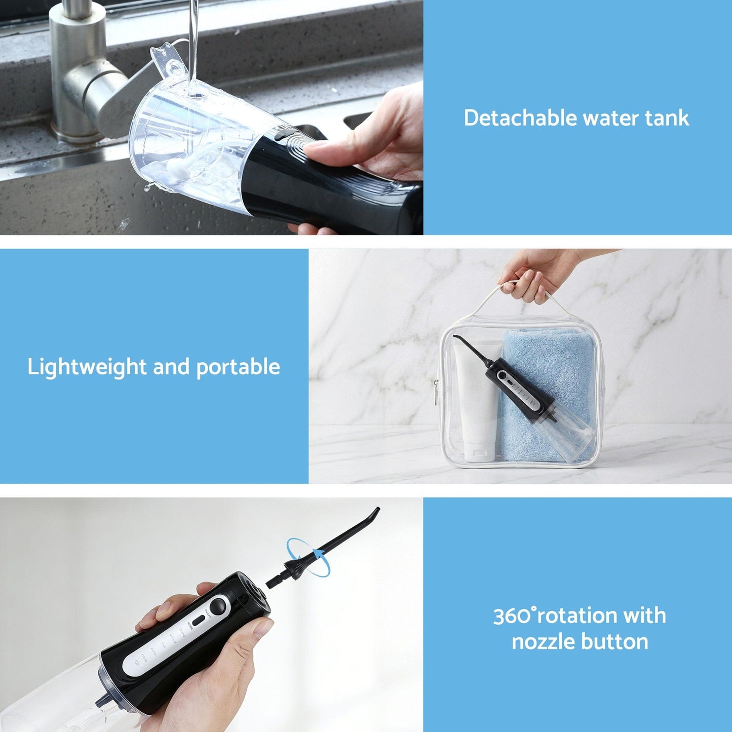 Devanti Health & Beauty > Personal Care > Oral Care Devanti Cordless Water Flosser Dental Oral Irrigator Black
