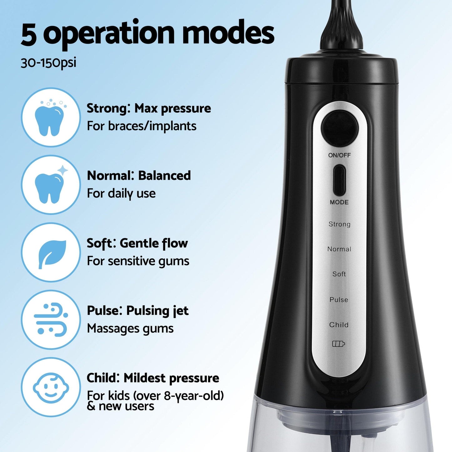 Devanti Health & Beauty > Personal Care > Oral Care Devanti Cordless Water Flosser Dental Oral Irrigator Black