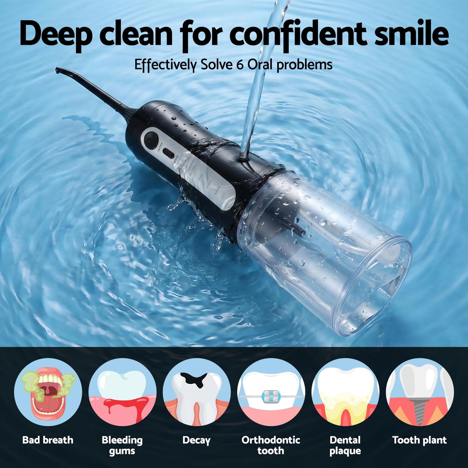 Devanti Health & Beauty > Personal Care > Oral Care Devanti Cordless Water Flosser Dental Oral Irrigator Black