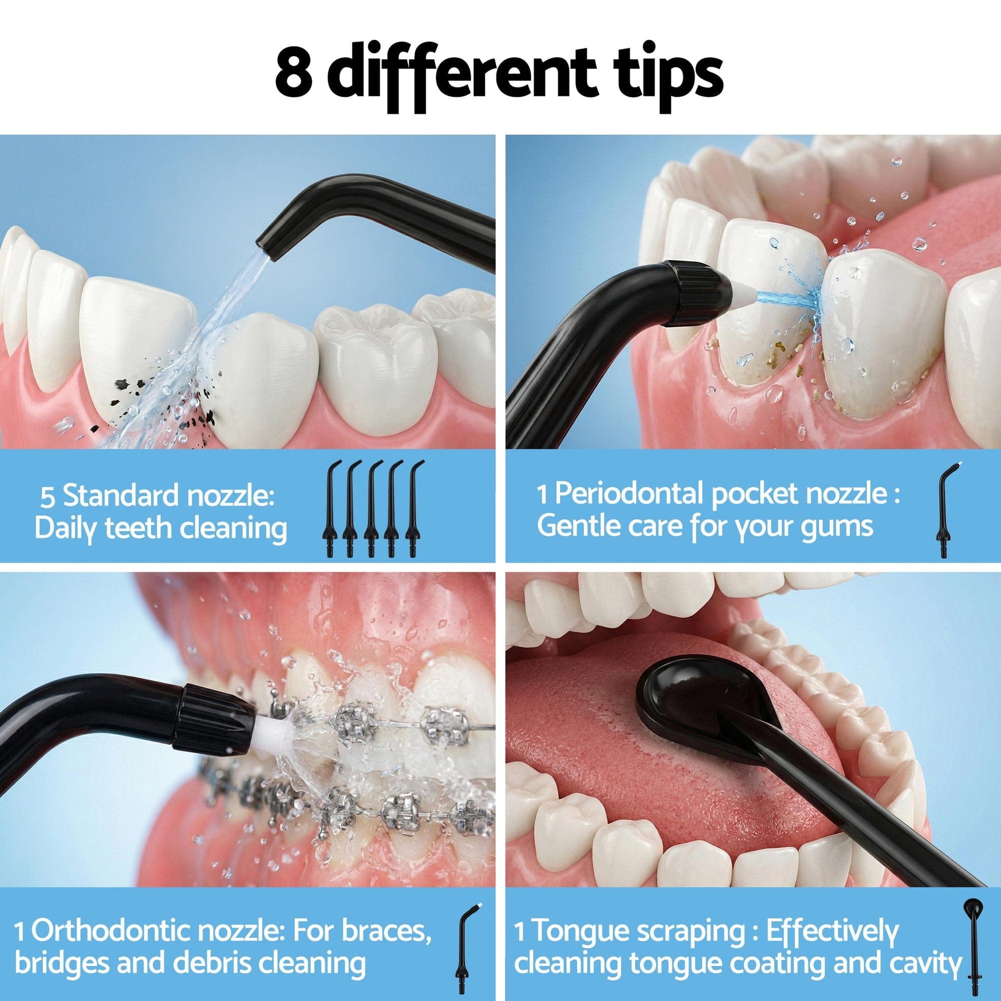 Devanti Health & Beauty > Personal Care > Oral Care Devanti Cordless Water Flosser Dental Oral Irrigator Black