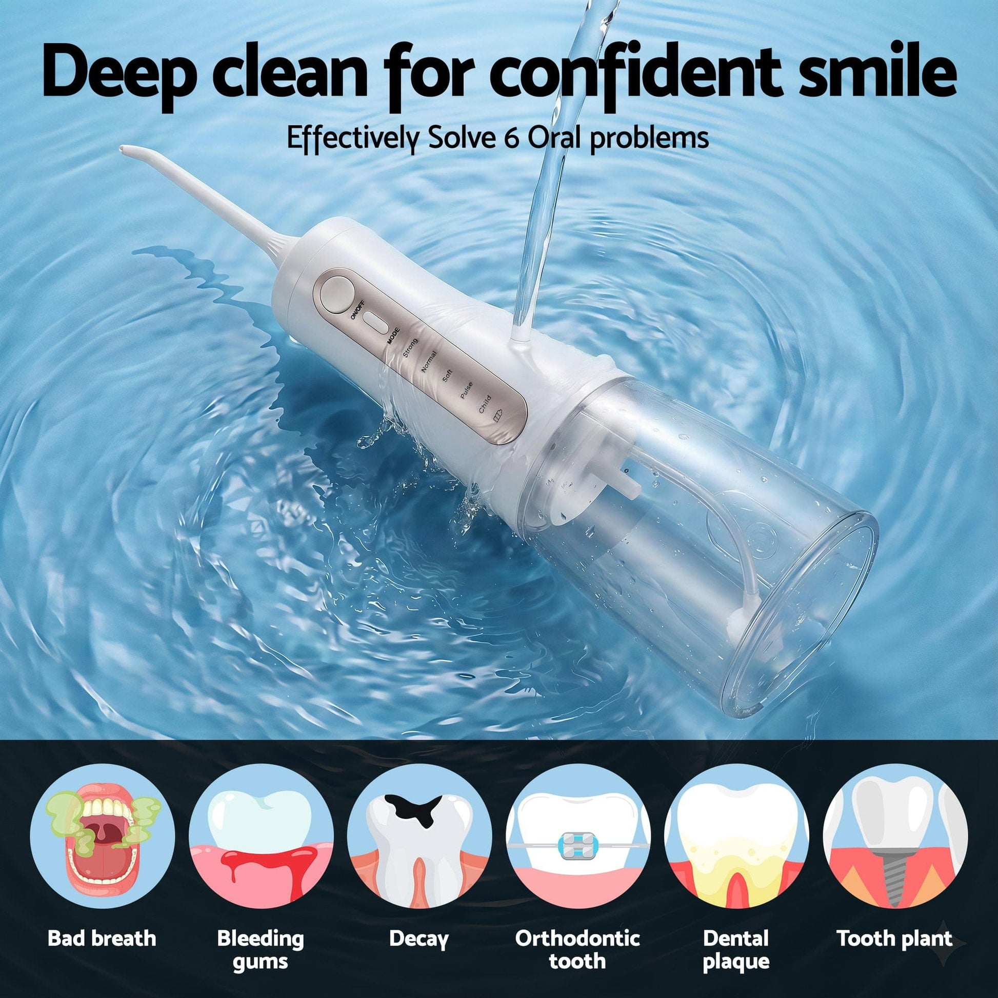 Devanti Health & Beauty > Personal Care > Oral Care Devanti Cordless Water Flosser Dental Oral Irrigator White