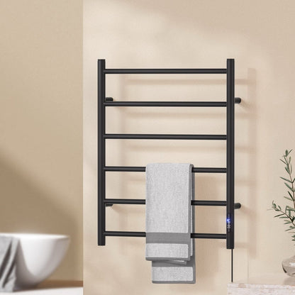 Devanti Home & Garden > Bathroom Accessories > Towel Racks & Holders Devanti Heated Towel Rail 6 Round Bars  with Timer Electric Heater Warmer Rack