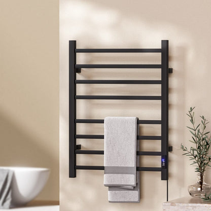 Devanti Home & Garden > Bathroom Accessories > Towel Racks & Holders Devanti Heated Towel Rail 8 Square Bars with Timer Electric Heater Warmer Rack