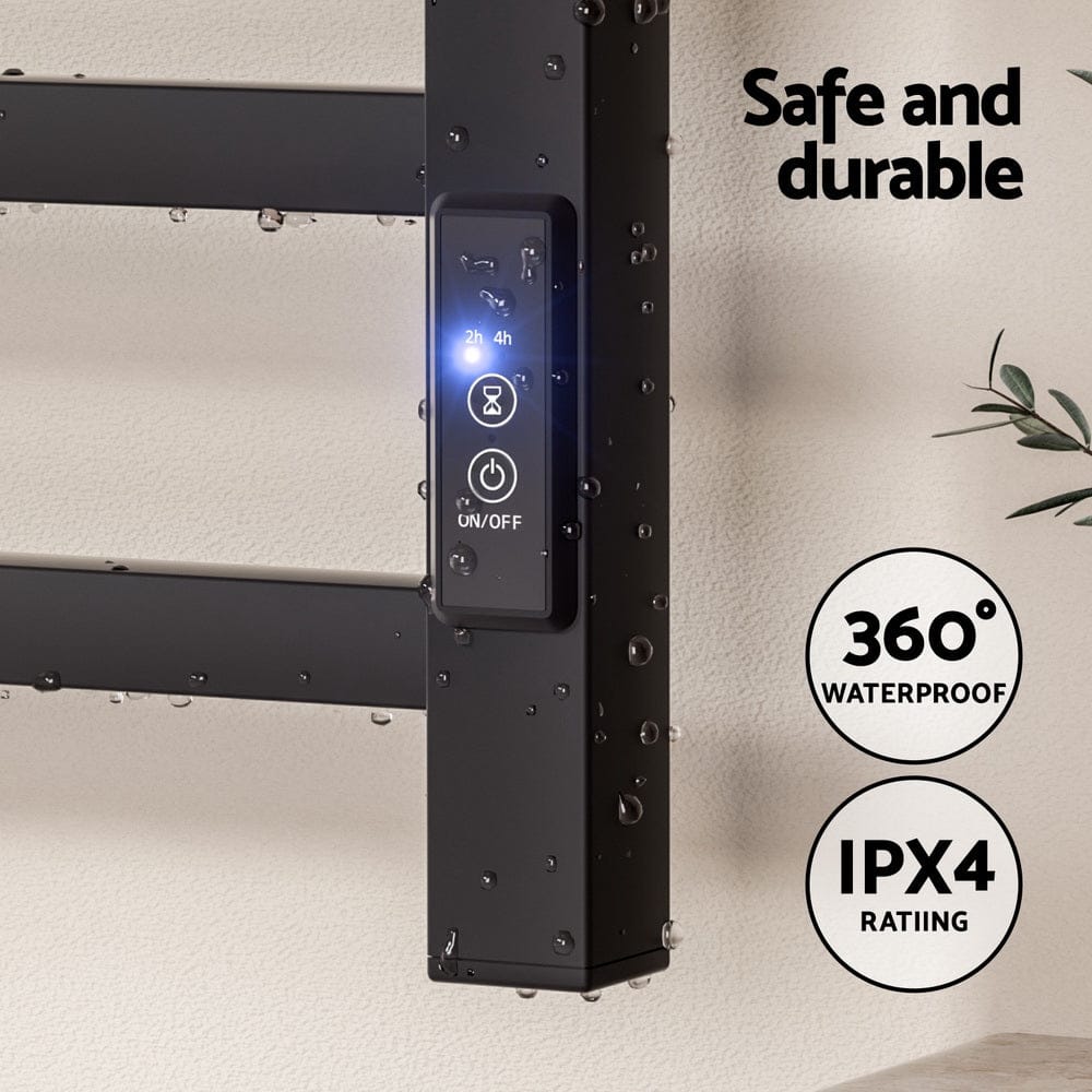 Devanti Home & Garden > Bathroom Accessories > Towel Racks & Holders Devanti Heated Towel Rail 8 Square Bars with Timer Electric Heater Warmer Rack