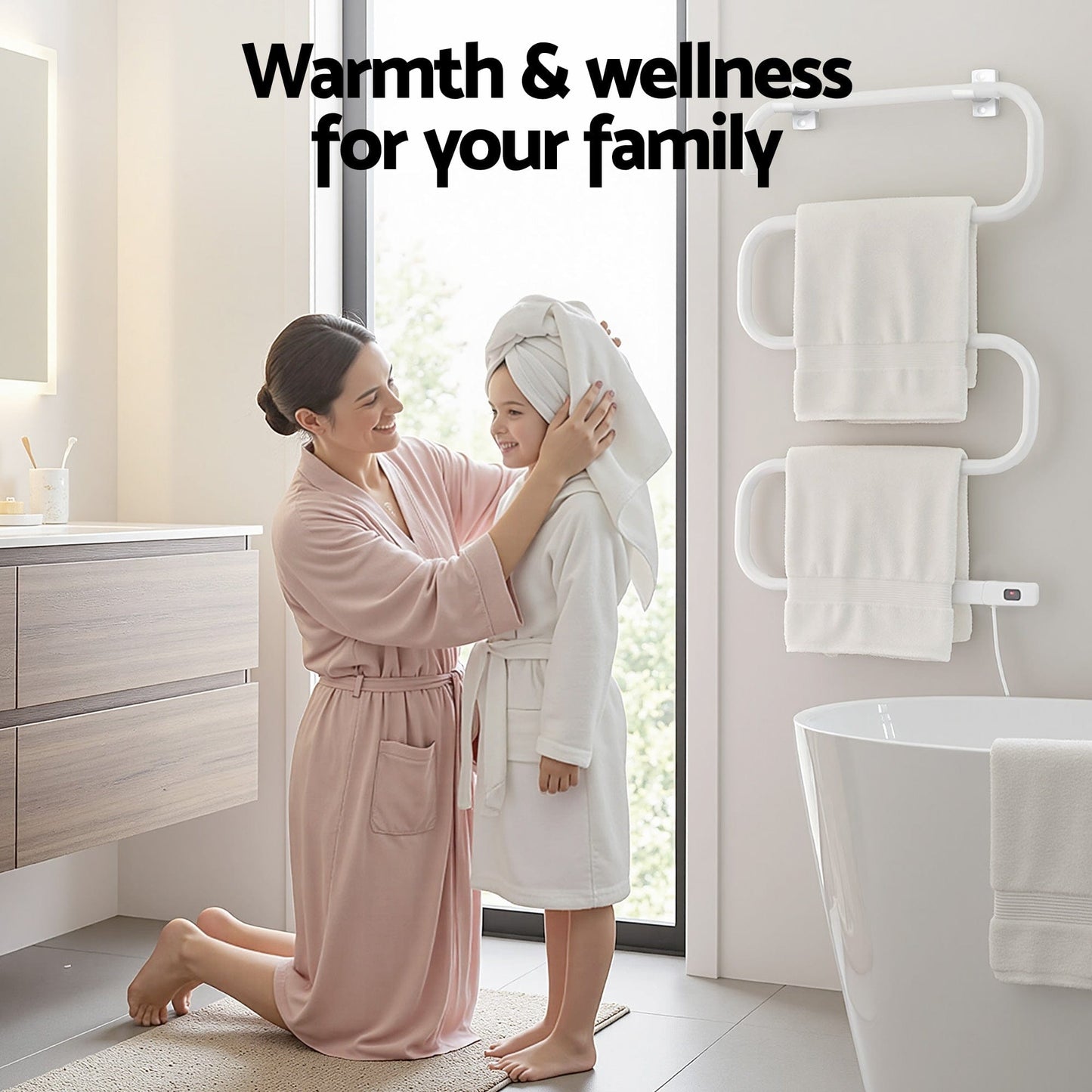 Devanti Home & Garden > Bathroom Accessories > Towel Racks & Holders Devanti Heated Towel Rail Freestanding Wall Mounted S-Shape Electric Warmer Rack