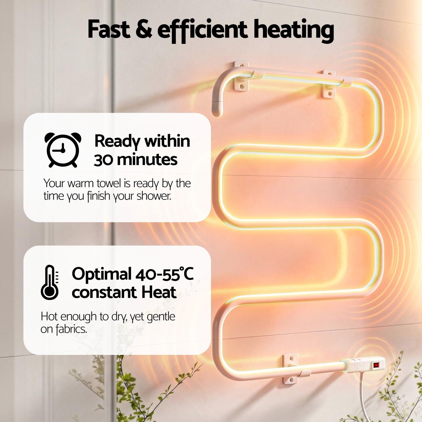 Devanti Home & Garden > Bathroom Accessories > Towel Racks & Holders Devanti Heated Towel Rail Freestanding Wall Mounted S-Shape Electric Warmer Rack