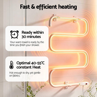 Devanti Home & Garden > Bathroom Accessories > Towel Racks & Holders Devanti Heated Towel Rail Freestanding Wall Mounted S-Shape Electric Warmer Rack