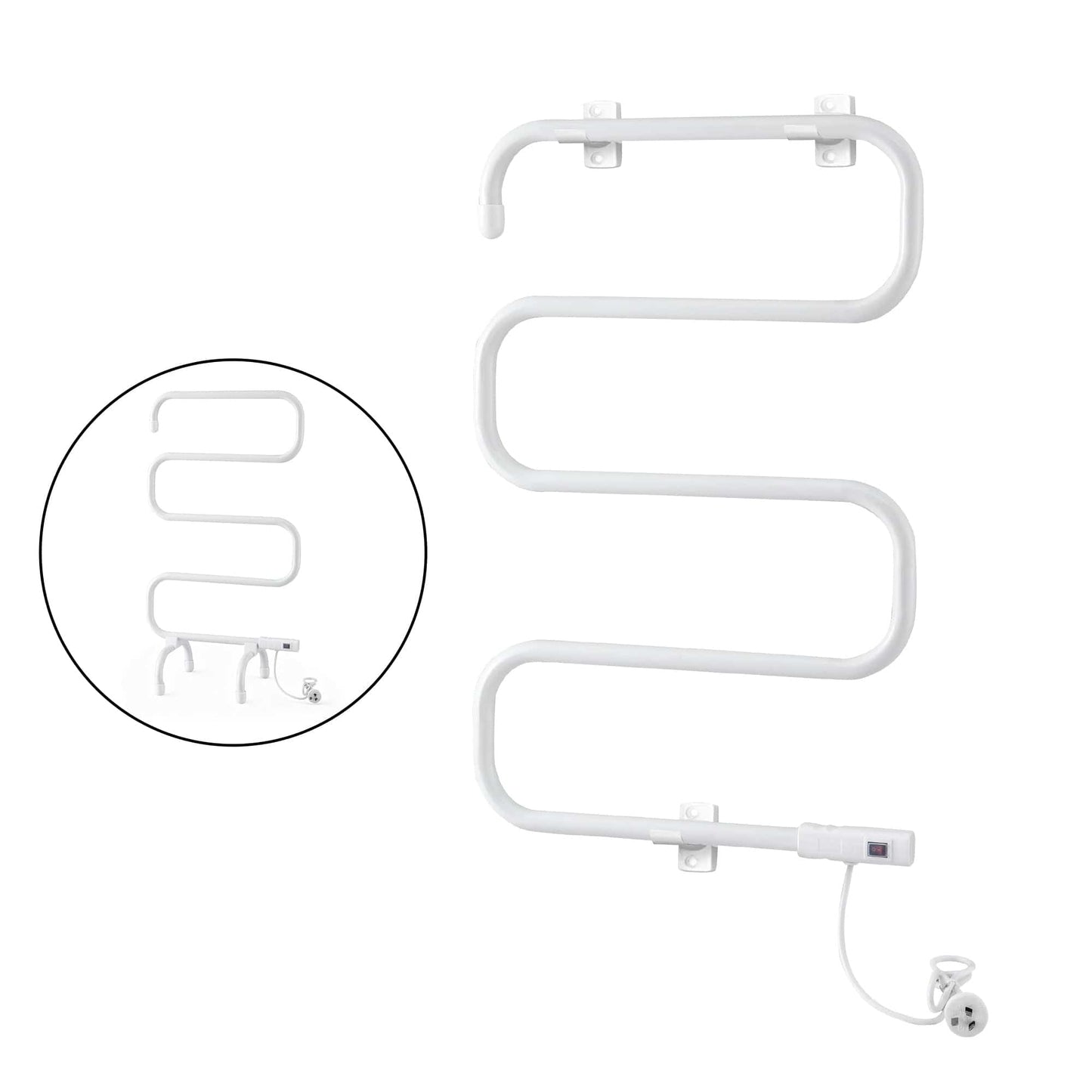 Devanti Home & Garden > Bathroom Accessories > Towel Racks & Holders Devanti Heated Towel Rail Freestanding Wall Mounted S-Shape Electric Warmer Rack