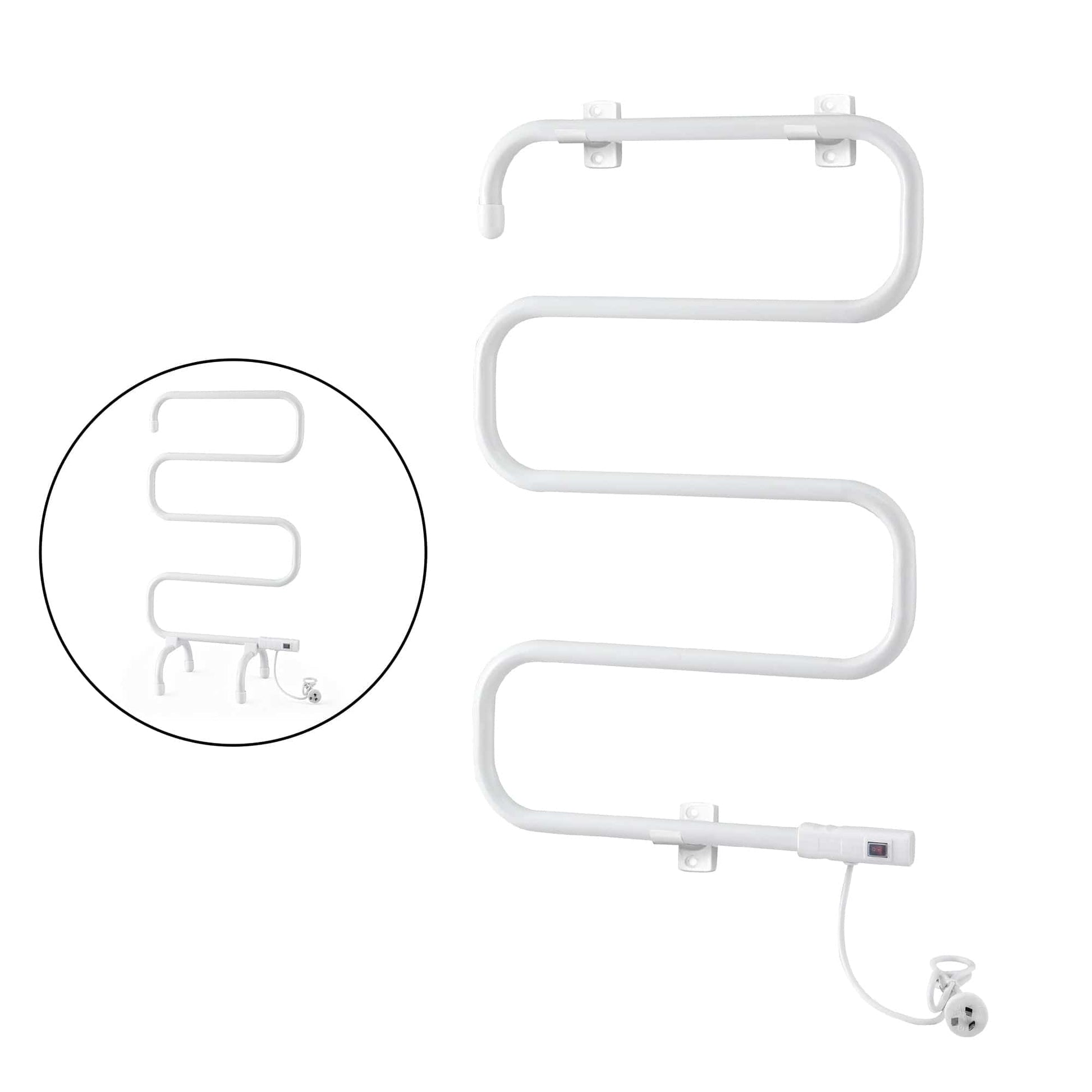 Devanti Home & Garden > Bathroom Accessories > Towel Racks & Holders Devanti Heated Towel Rail Freestanding Wall Mounted S-Shape Electric Warmer Rack