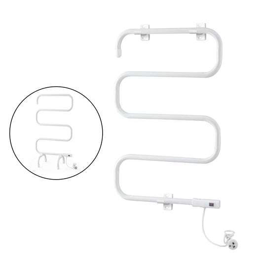 Devanti Home & Garden > Bathroom Accessories > Towel Racks & Holders Devanti Heated Towel Rail Freestanding Wall Mounted S-Shape Electric Warmer Rack