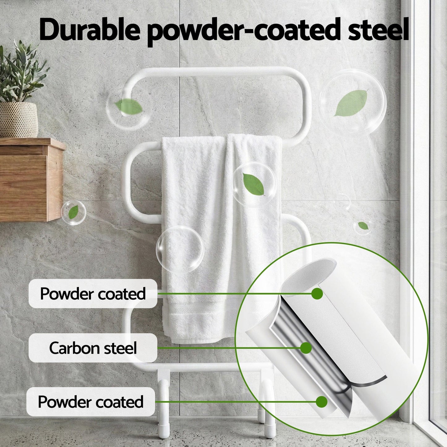 Devanti Home & Garden > Bathroom Accessories > Towel Racks & Holders Devanti Heated Towel Rail Freestanding Wall Mounted S-Shape Electric Warmer Rack