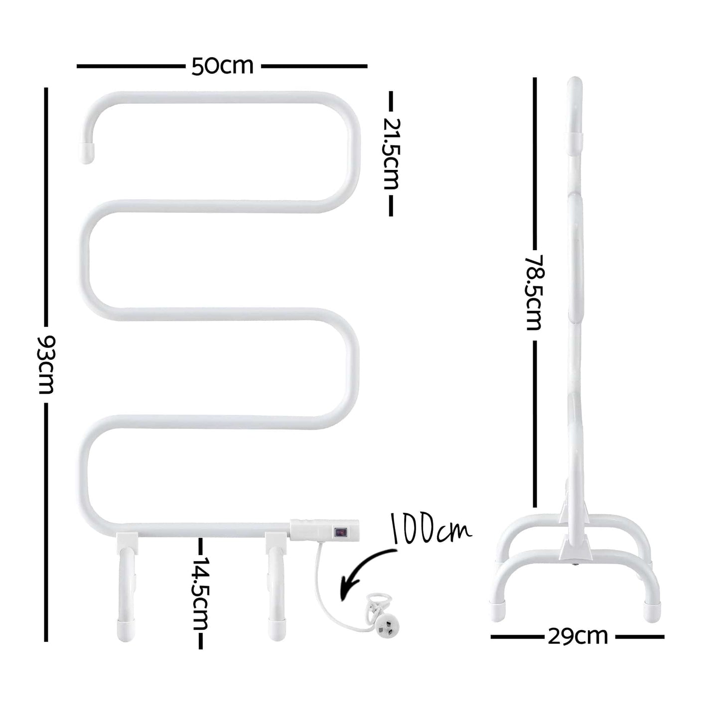 Devanti Home & Garden > Bathroom Accessories > Towel Racks & Holders Devanti Heated Towel Rail Freestanding Wall Mounted S-Shape Electric Warmer Rack