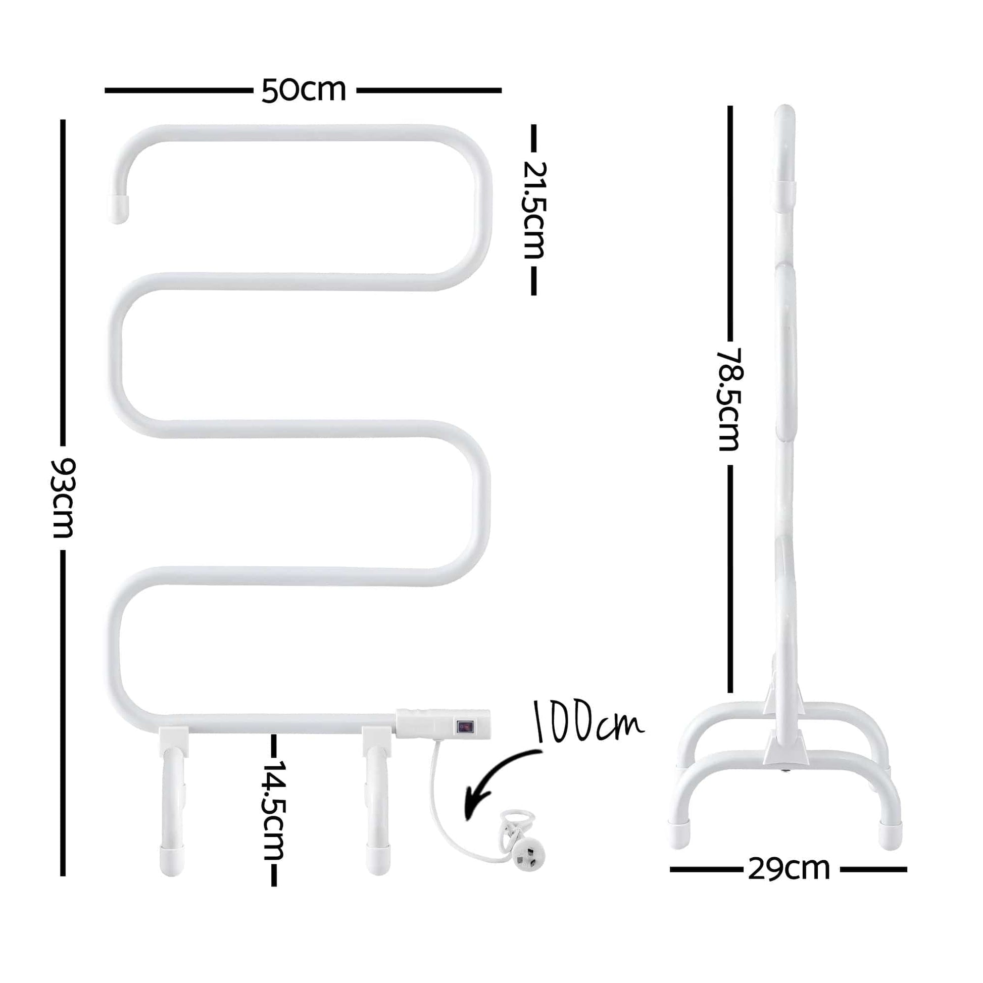 Devanti Home & Garden > Bathroom Accessories > Towel Racks & Holders Devanti Heated Towel Rail Freestanding Wall Mounted S-Shape Electric Warmer Rack