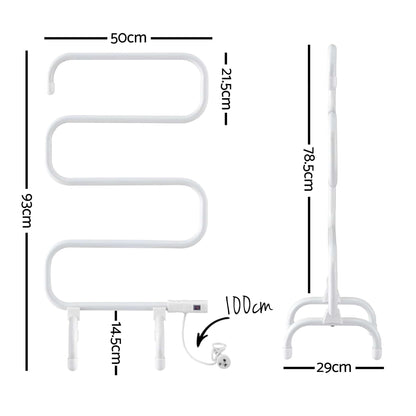 Devanti Home & Garden > Bathroom Accessories > Towel Racks & Holders Devanti Heated Towel Rail Freestanding Wall Mounted S-Shape Electric Warmer Rack