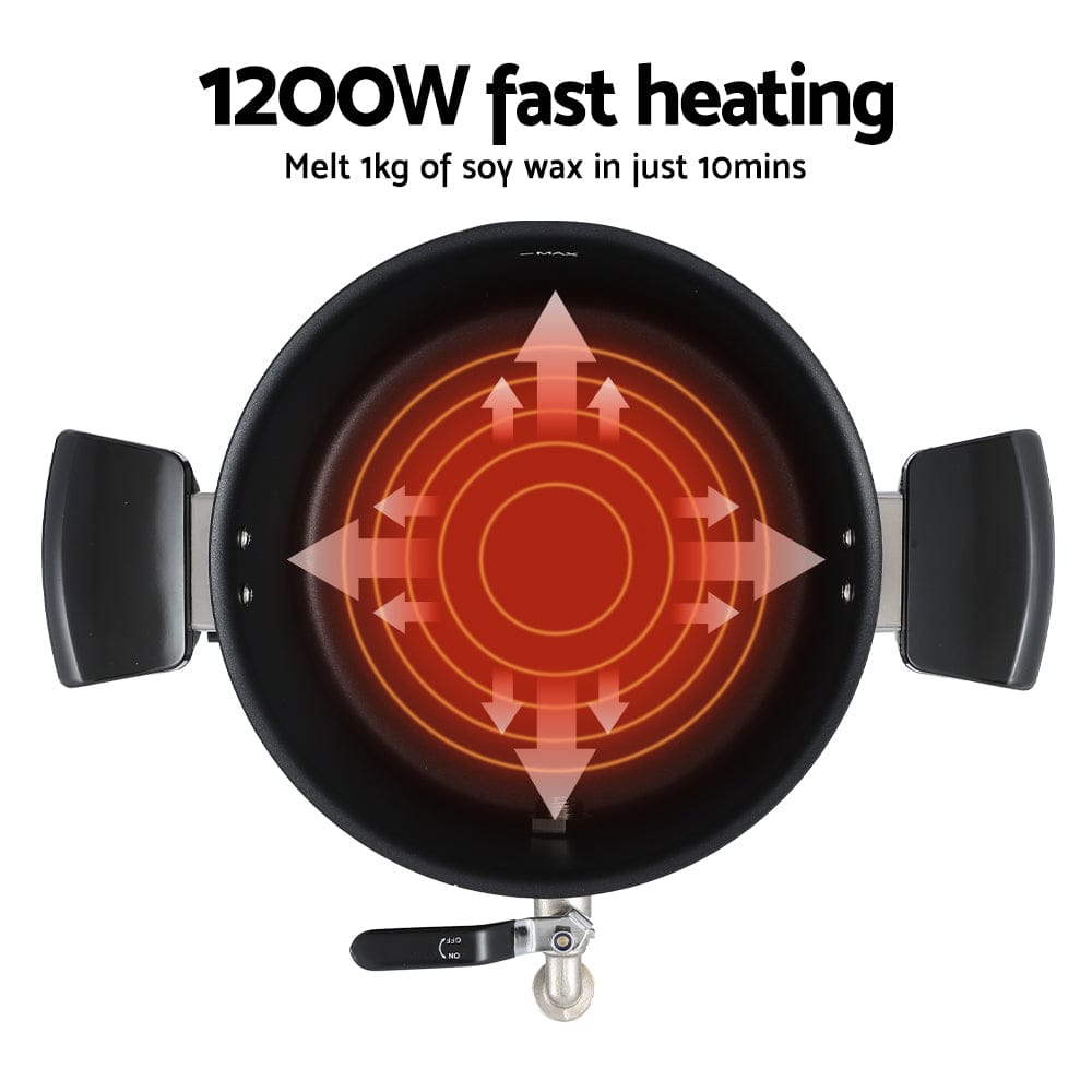 Devanti Home & Garden > Decor > Candle Accessories Devanti 5L Wax Melter Candle Making 1200W Melting Pot Furnace Quick Pour Spout Soy Soap