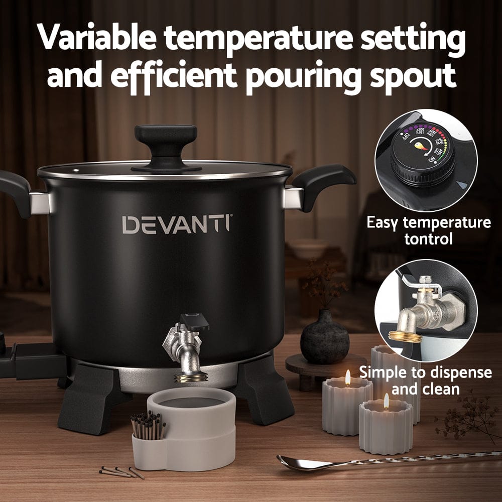 Devanti Home & Garden > Decor > Candle Accessories Devanti 5L Wax Melter Candle Making 1200W Melting Pot Furnace Quick Pour Spout Soy Soap