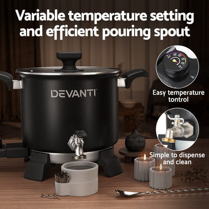 Devanti Home & Garden > Decor > Candle Accessories Devanti 5L Wax Melter Candle Making 1200W Melting Pot Furnace Quick Pour Spout Soy Soap