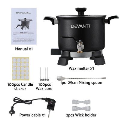 Devanti Home & Garden > Decor > Candle Accessories Devanti 5L Wax Melter Candle Making 1200W Melting Pot Furnace Quick Pour Spout Soy Soap