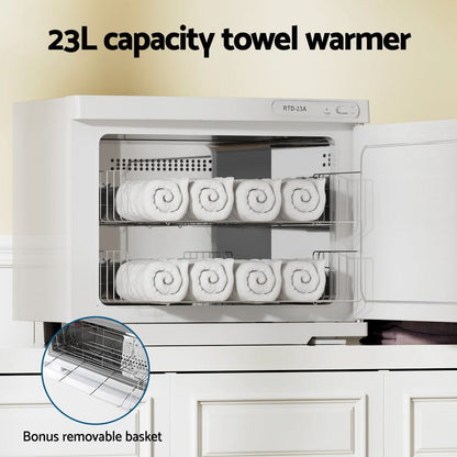 Devanti Home & Garden > Fountains > Fountain & Ponds Accessories Devanti 23L Towel Warmer UV Sterilizer Heater Cabinet Beauty SPA Salon White