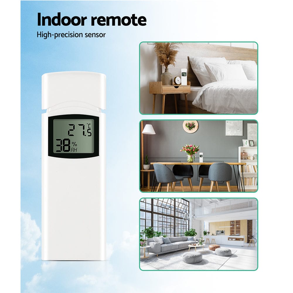 Devanti Home & Garden > Garden Tools > Gardening Tools Devanti Weather Station Ultrasonic Anemometer Outdoor WiFi Rain Gauge Solar