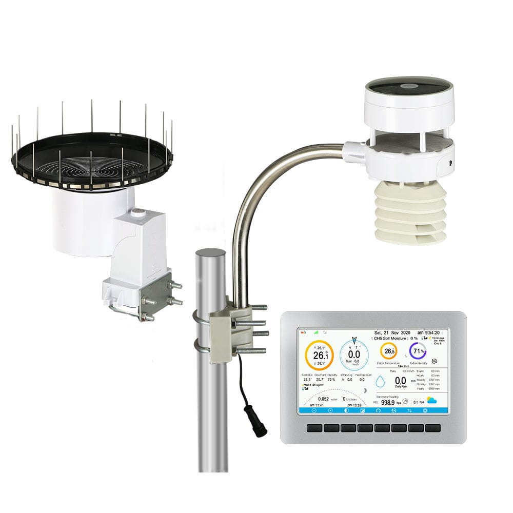 Devanti Home & Garden > Garden Tools > Gardening Tools Devanti Weather Station Ultrasonic Anemometer Outdoor WiFi Rain Gauge Solar