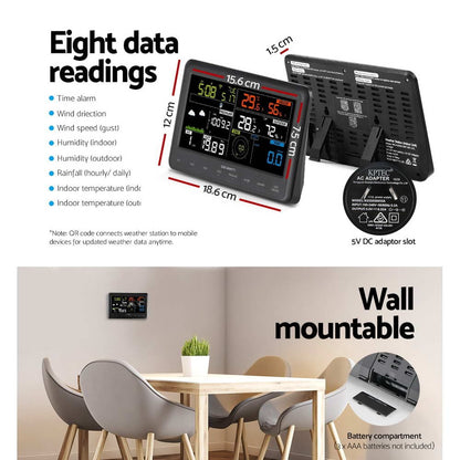 Devanti Home & Garden > Garden Tools > Gardening Tools Devanti Wireless WiFi Professional Weather Station Solar Sensor LCD UV Light