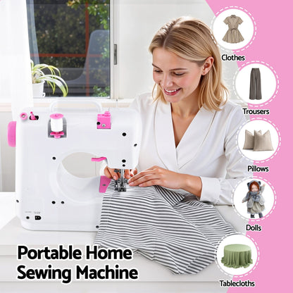 Devanti Home & Garden > Hobbies > Arts & Crafts Devanti 12 Stitches Mini Sewing Machine for Beginners Portable Sewing Machine Kit with LED Lights
