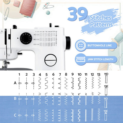 Devanti Home & Garden > Hobbies > Arts & Crafts Devanti 39 Stitches Mini Sewing Machine Portable Sewing Machine Kit