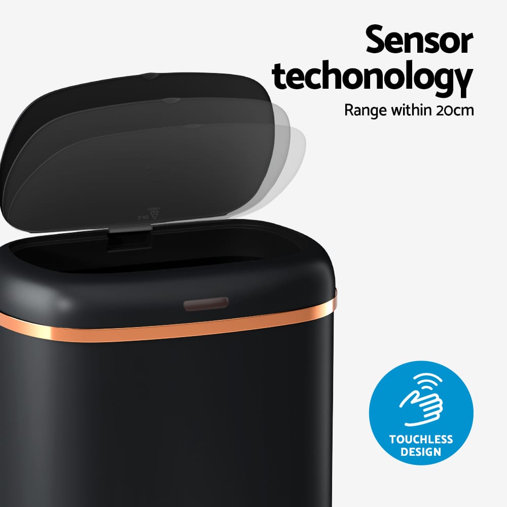 Devanti Home & Garden > Kitchen Bins > Automatic Bins Devanti 38L Motion Sensor Bin Rubbish Automatic Black