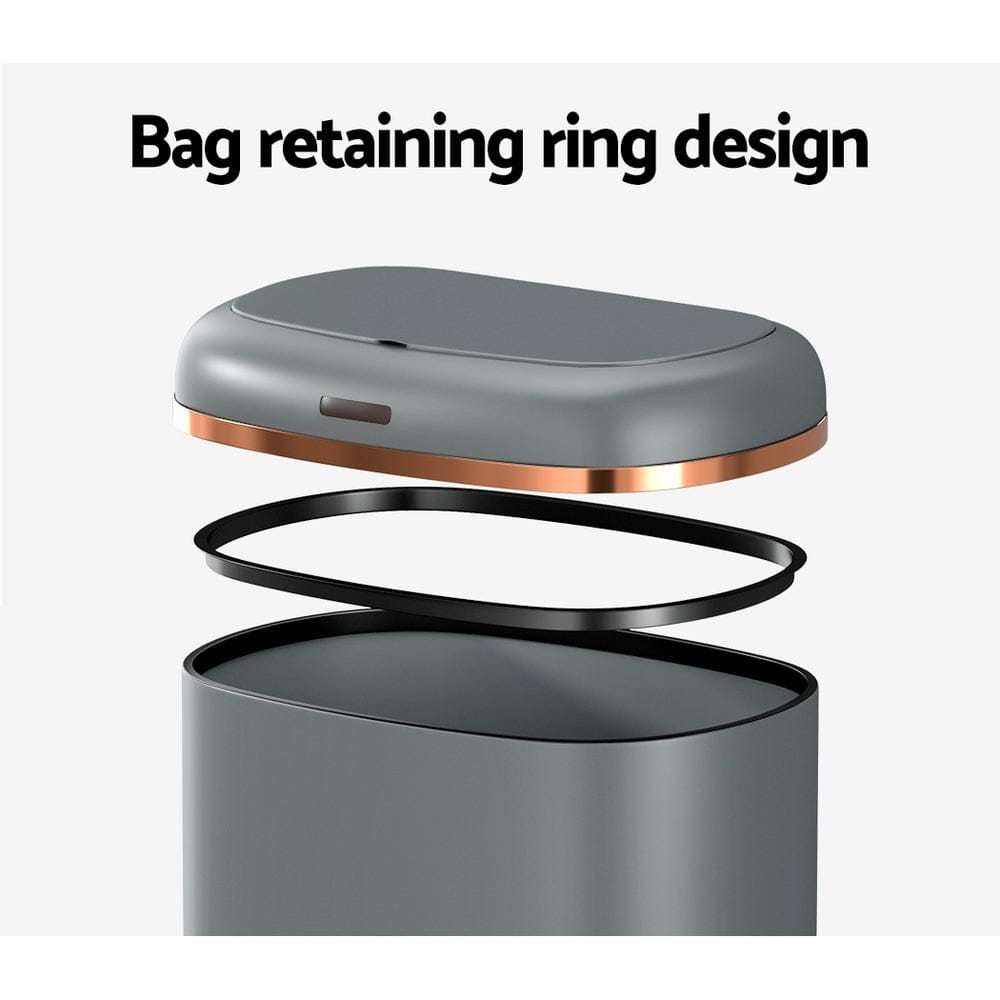 Devanti Home & Garden > Kitchen Bins > Automatic Bins Devanti 38L Motion Sensor Bin Rubbish Automatic Grey