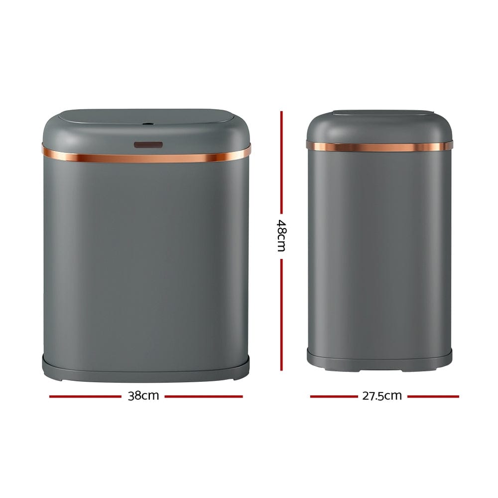 Devanti Home & Garden > Kitchen Bins > Automatic Bins Devanti 38L Motion Sensor Bin Rubbish Automatic Grey