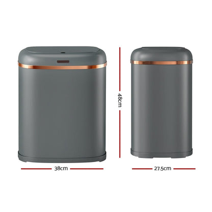 Devanti Home & Garden > Kitchen Bins > Automatic Bins Devanti 38L Motion Sensor Bin Rubbish Automatic Grey
