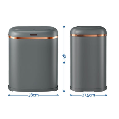 Devanti Home & Garden > Kitchen Bins > Automatic Bins Devanti 38L Motion Sensor Bin Rubbish Automatic Grey