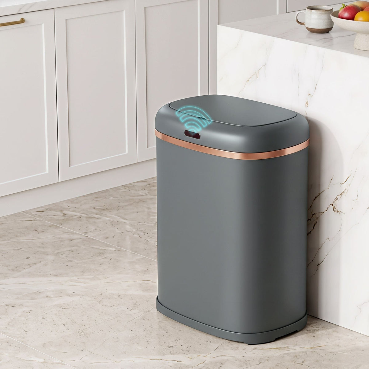 Devanti Home & Garden > Kitchen Bins > Automatic Bins Devanti 38L Motion Sensor Bin Rubbish Automatic Grey