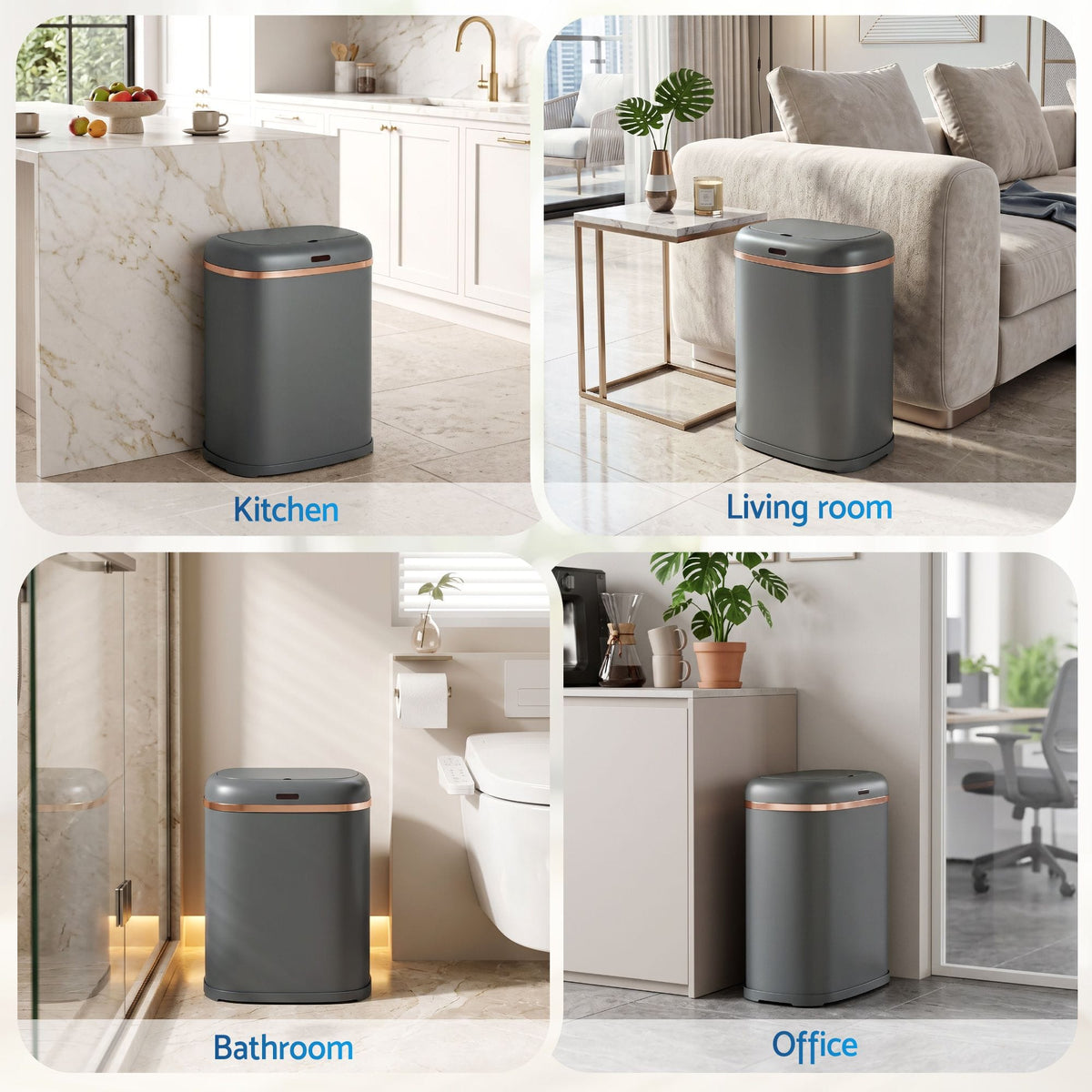 Devanti Home & Garden > Kitchen Bins > Automatic Bins Devanti 38L Motion Sensor Bin Rubbish Automatic Grey