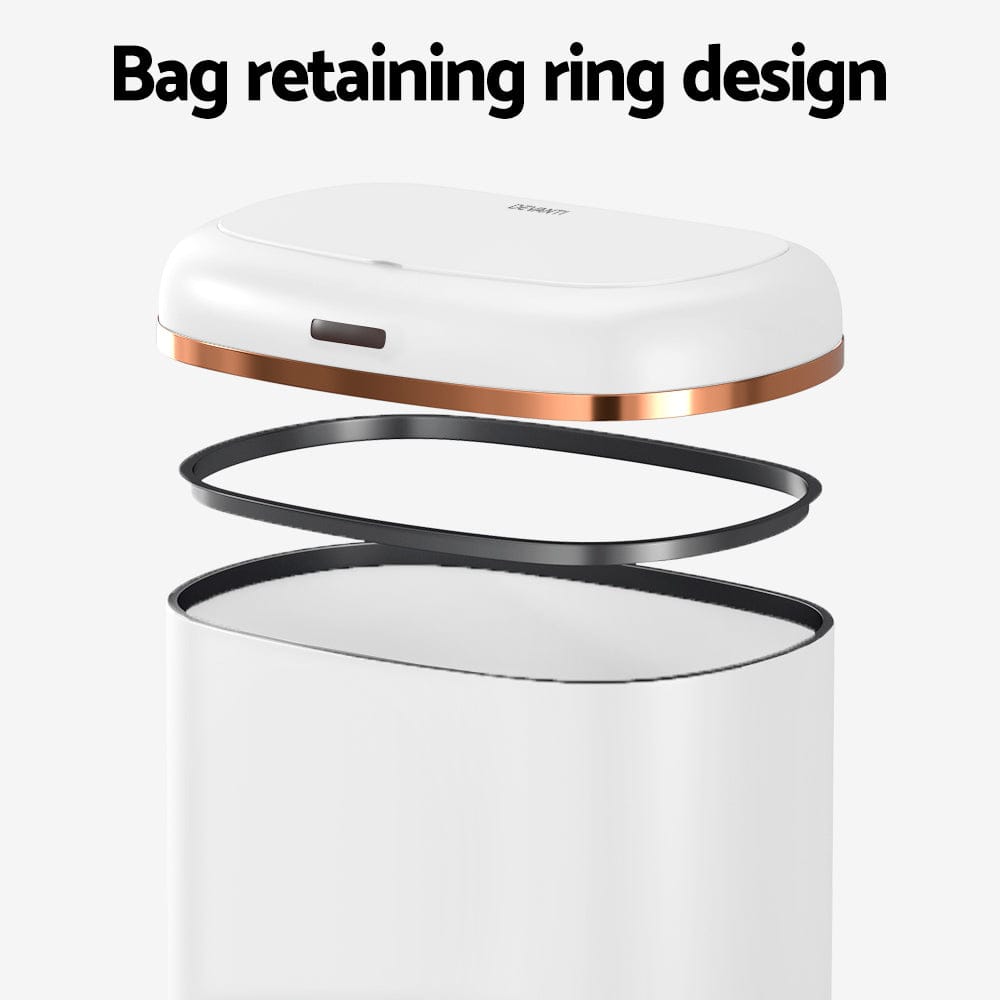 Devanti Home & Garden > Kitchen Bins > Automatic Bins Devanti 38L Motion Sensor Bin Rubbish Automatic White