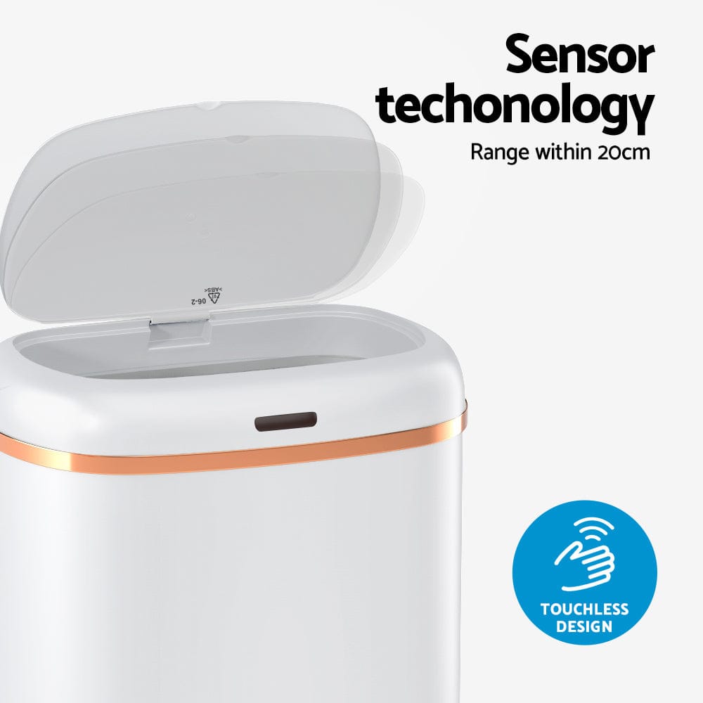 Devanti Home & Garden > Kitchen Bins > Automatic Bins Devanti 38L Motion Sensor Bin Rubbish Automatic White