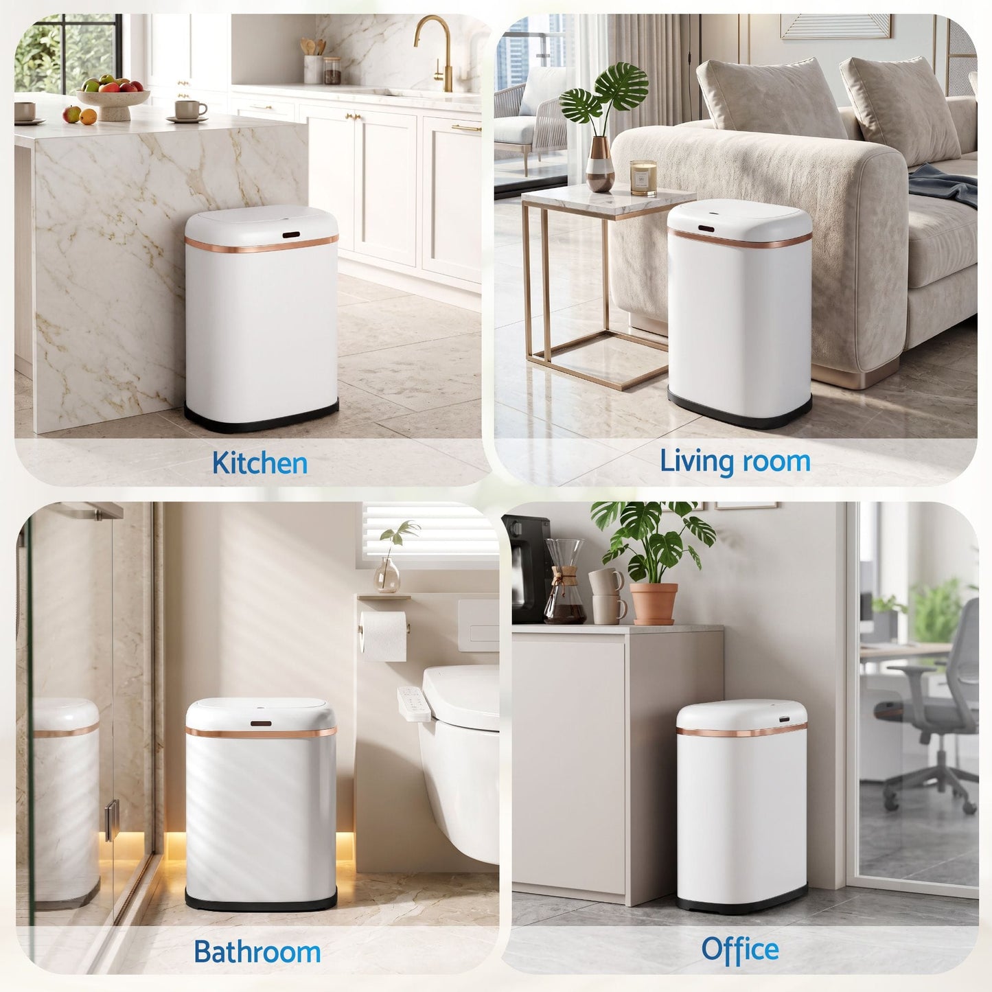 Devanti Home & Garden > Kitchen Bins > Automatic Bins Devanti 38L Motion Sensor Bin Rubbish Automatic White