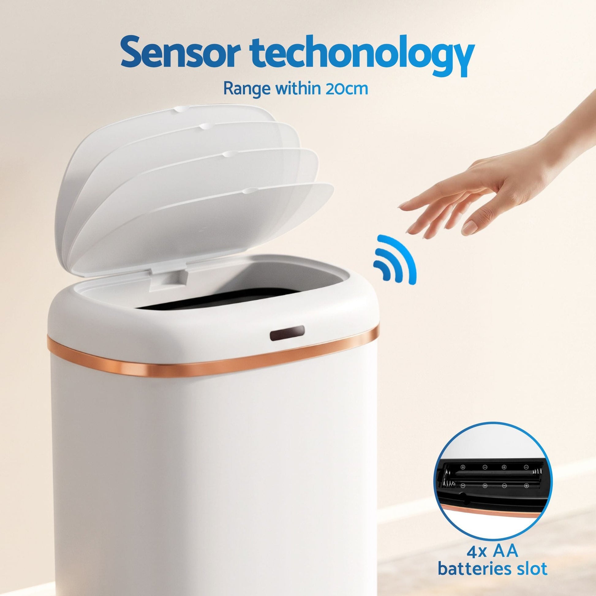 Devanti Home & Garden > Kitchen Bins > Automatic Bins Devanti 38L Motion Sensor Bin Rubbish Automatic White