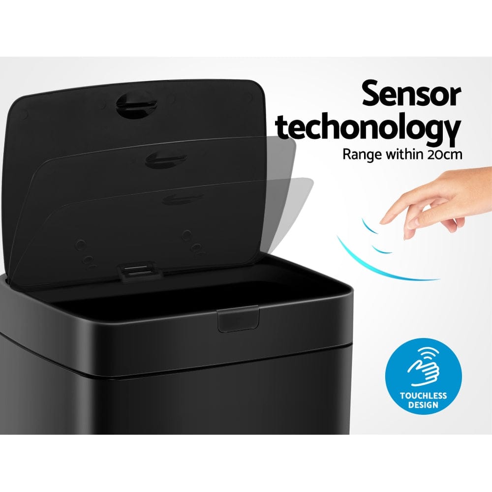 Devanti Home & Garden > Kitchen Bins > Automatic Bins Devanti 45L Motion Sensor Bin Rubbish Automatic Black