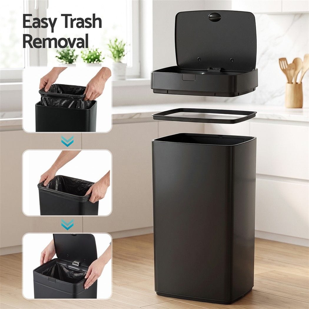 Devanti Home & Garden > Kitchen Bins > Automatic Bins Devanti 45L Motion Sensor Bin Rubbish Automatic Black