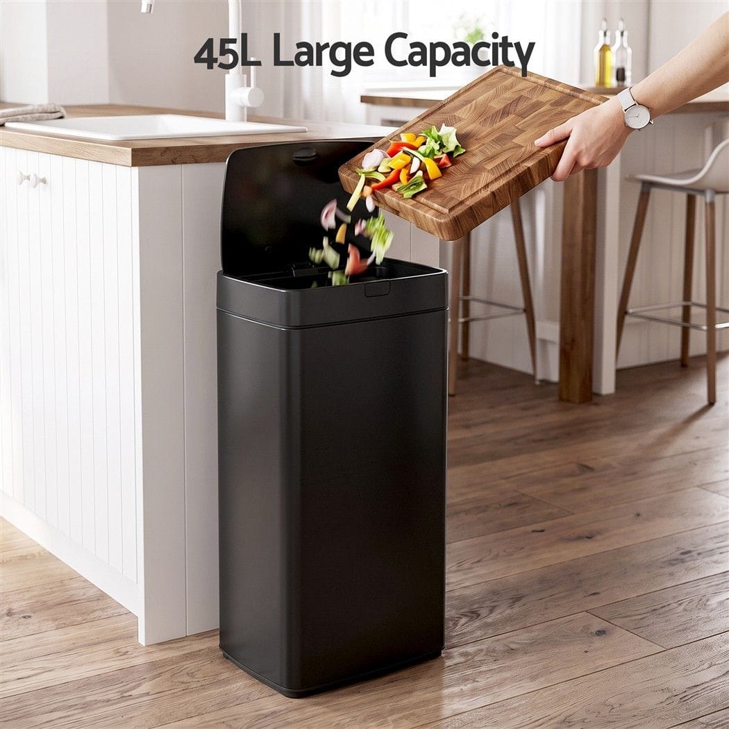 Devanti Home & Garden > Kitchen Bins > Automatic Bins Devanti 45L Motion Sensor Bin Rubbish Automatic Black