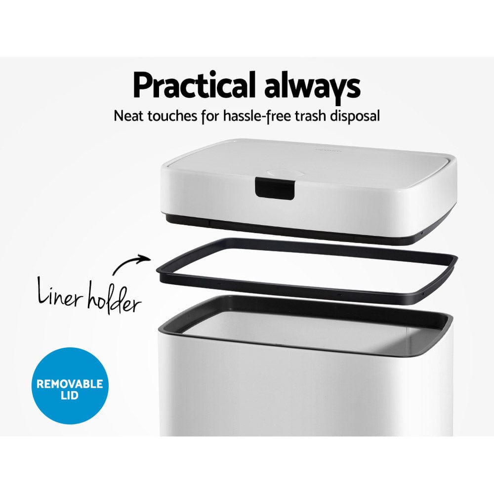 Devanti Home & Garden > Kitchen Bins > Automatic Bins Devanti 45L Motion Sensor Bin Rubbish Automatic White